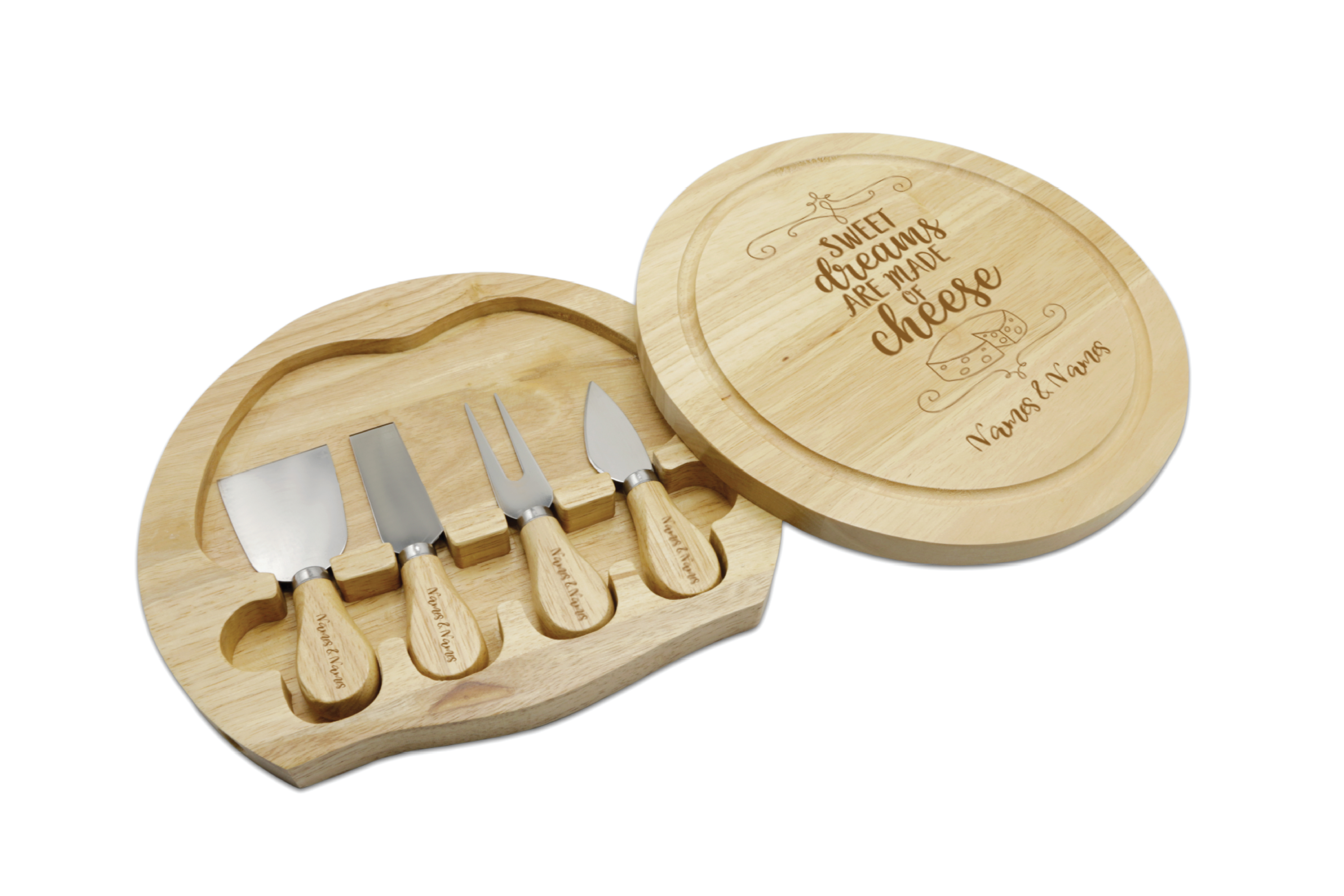 Made of Cheese Personalised Wooden Engraved Cheese Board Set